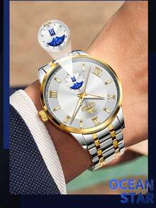 OLEVS 3638 Men Watch Original Quartz Watch Stainless Steel Waterproof Luminous Large Dial Day Date Watches Luxury Men Box Reloi - White - View 5