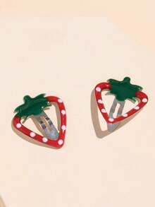 4pcs Cute Strawberry Shaped Hair Clips, Minimalist Hollow For Kidsehead Clips, Sweet Side Bangs Fixing Clips - Multicolor - View 5