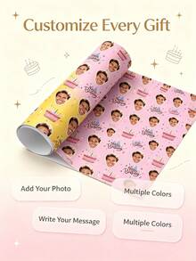 Custom Face Wrapping Paper Personalized Gift Wrap Roll With Photo Custom Present Wrapping Paper For Birthday Anniversary Wedding Groom Graduation Retirement Funny Novelty Party Supplies DIY Face Wrapping - Multicolor - View 6