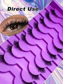 10 Pairs Half-Length False Eyelashes, Soft & Fluffy 3D Faux Mink Hair, Natural Curl Manga Half-Eye Style - Halloween Party Essential, Reusable, Lightweight Half-Eye Lashes, Suitable For Daily Charm And Special Occasions - View 4