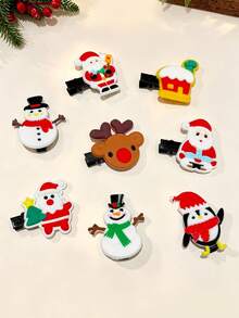 10pcs/Set Kids Christmas Cute Hair Accessories Girls Side Hair Clips Bangs Clips Santa Claus Hair Clips Accessories (Random Color) - Multicolor - View 11
