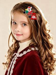 10pcs/Set Kids Christmas Cute Hair Accessories Girls Side Hair Clips Bangs Clips Santa Claus Hair Clips Accessories (Random Color) - Multicolor - View 7