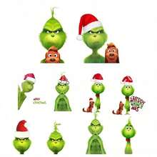 The Grinch Green Fur Monster Cartoon Character Christmas Decoration Car Sticker, PVC Car Body Decoration Sticker, Home Atmosphere Decoration Sticker, Wedding Decoration Sticker, Party Decoration Sticker, Store Glass Door Sticker, Restaurant Decoration Sticker, Funny And Interesting Car Decoration Sticker, Suitable As Christmas Gift For Friends And Family, Halloween Costume Prop - Multicolor - View 2
