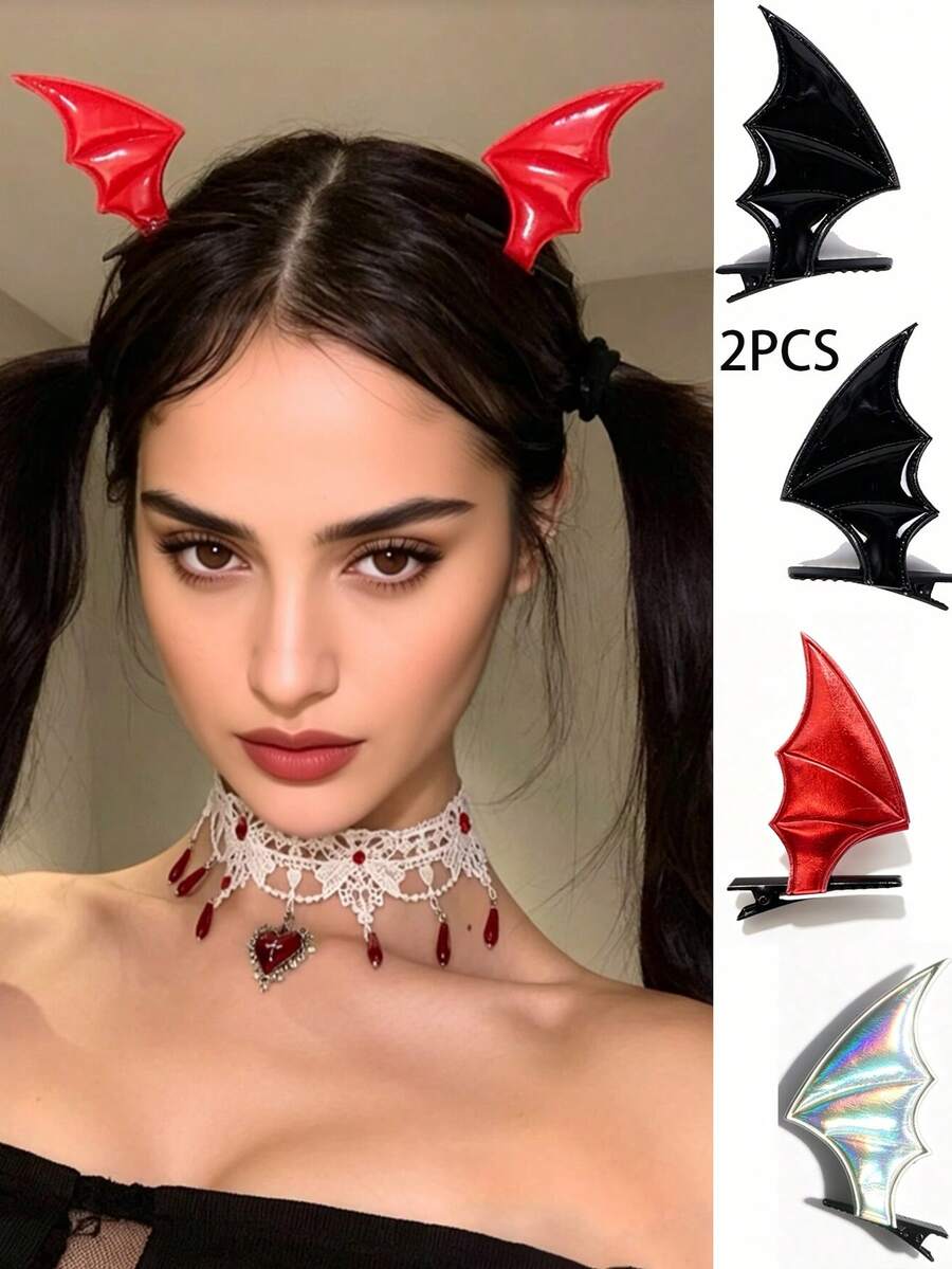 Halloween Dark Style Cute Leather Devil Wings Hair Clip Cat Ears Bat Wings Lolita Headpiece Creative Hair Accessory - Multicolor - View 1