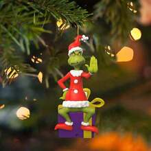 Panini 6-12pcs Christmas Green Monster Resin Hanging Ornaments, Classic Holiday Scene Shaped Christmas Tree Hanging Decor, Multi-Scene Fun Holiday Resin Crafts, With Hanging Rope For Christmas Tree And Entryway Decoration, Christmas Gift Atmosphere Small Accessories, Holiday Home And Window Display Decor Gift - Random Styles - View 5