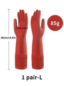 1pc Durable Rubber Cleaning Gloves, Waterproof & Non-Slip, Reusable Kitchen Gloves, Dishwashing Protection Gloves, Unisex, Gardening Cooking Washing, Home Essential, Non-Slip Grip, Red Home Decor Kitchen Accessory - Multicolor - View 14