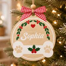Custom Wooden Christmas Tree Ornament, Personalized Name Santa Hat Holiday Decor, Festive Rustic Christmas Style, Customized Hanging Wall Decoration, Customizable Name Tree Ornament, Christmas Party Decor, Holiday Keepsake Gift, Christmas Gift 2026 - Style B - View 5