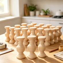 Unfinished Wood Spindle Balusters 20 Packs, 6*2.5cm Natural Wooden Decorative Turned Columns, DIY Craft Furniture Railing Cabinet Ornament Accessories - Multicolor - View 7