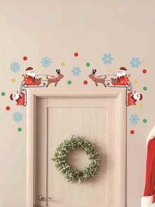 3pcs Christmas Wall Stickers - Santa Claus, Snowflake And Tree Design | Removable PVC Stickers, Suitable For Holiday Door Frames And Walls - Multicolor - View 6