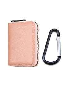 Ultra-Thin RFID Anti-Theft Zipper Wallet (With Hook) - Multi-Functional Card Holder, Securely Stores Travel Documents, Holds 22+ Cards And Cash, Durable Black Design, Minimalist Style Metal Clasp Charm, Credit Card Wallet - Multicolor - View 10