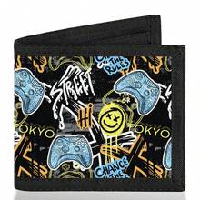 Bifold Wallet, Bifold Card Holder, With Game Console Print Design, Multiple Card Slots, Large Diameter For Banknotes, Zipper Design For Coins. Suitable For School, Travel Use. - Multicolor - View 10