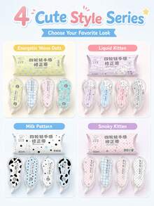 4pcs Polka Dot Correction Tape Set, Cute Silent Large Capacity White Out Tape For Kids, Elementary & Middle School Students, School Supplies - Multicolor - View 6