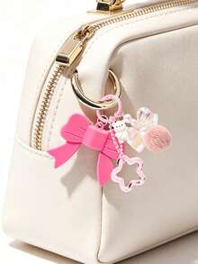 Lip Gloss Holder Keychains, Lip Balm Holder Chain Charm For Key Purse Bag, With Bear And Bow Pendant, Can Be Used As Keychain, Ring Chain, Handbag Charm, Backpack Pendant, Car Accessory And Wallet Accessory, Suitable For Daily Commute, Shopping, Party And Banquet, A Perfect Gift For Women And Girls On Birthday And Special Occasions - Multicolor - View 9