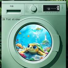 1pc Cute Sea Turtle Ocean World Appliance Stickers, Removable Self-Adhesive Waterproof PVC Decals, Suitable For Washing Machine Doors, Refrigerators, Kitchens, And Home Decor. - Sticker - View 5