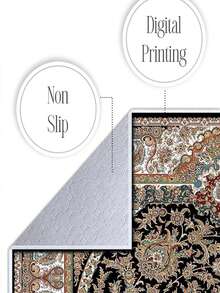 Digitally Printed Non-Slip Washable Runner And Area Rug Living Room Carpet, Modern Design | Modern, Scandinavian, Bohemian And Classic Styles | 100% Polyester - Black - View 2