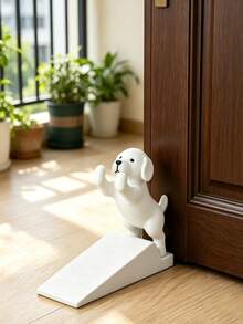 1pc Cute Labrador Puppy Door Stopper Wedge, Non‑Slip Stable Door Block, Finger‑Pinch Safety, No‑Scratch For Doors Floors, White & Pink, Cozy Home Ornament, Rental‑Friendly Decor, Multi‑Scene Use, Holiday Gifting Accessory - Dog Door Stopper - View 6