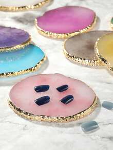 A Beautiful Resin Gold-Rimmed Display And Storage Tray, A Multi-Functional Palette, A Dressing Table Accessory, A Cosmetic Storage Box, A Multi-Functional Display Tray, Room Decoration, Bedroom Decoration, Back-To-School Season. - Multicolor - View 3