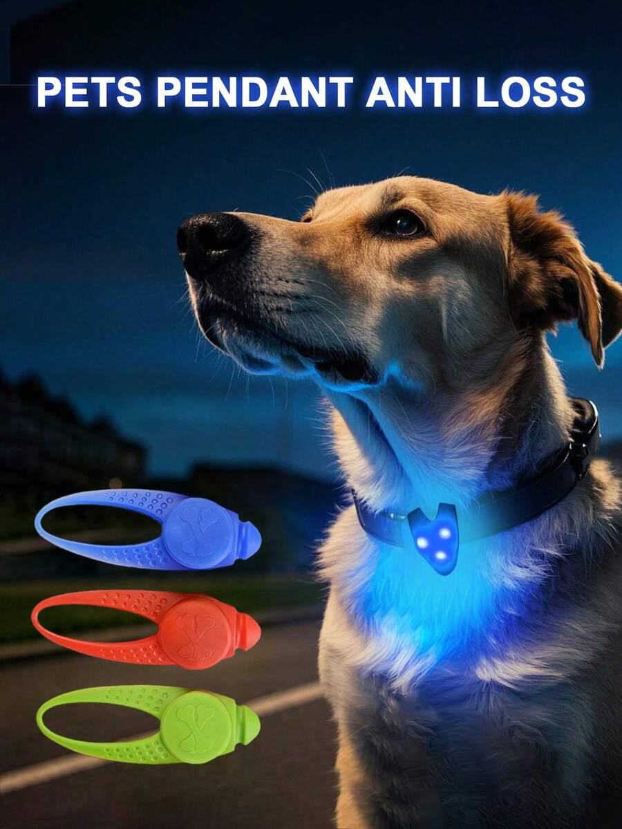 1pc LED Pet Pendant Collar, Waterproof Dog Collar Light, Suitable For Outdoor Walking, Silicone LED Dog Collar Tag Light, Suitable For Night Decoration, Battery Included