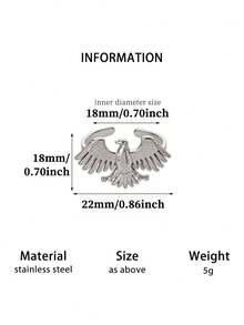 1pc Vintage Style Open Eagle Wing Ring, Men's Stainless Steel Ring, Punk Gold Color Accessory, Symbol Of Strength - Multicolor - View 8