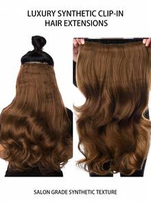 Ekstensi Rambut Sintetis Bergelombang 24 Inci dengan Klip, Serat Tahan Panas, 4 Klip dalam Satu Bagian, Ekstensi Rambut untuk Wanita Penggunaan Sehari-hari - Coffee Brown - View 3
