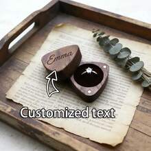 1‑Piece Personalized Triangular Single‑Slot Ring Box, Custom Unique Walnut Ring Box For Proposal, Engagement, Wedding And Anniversary - Multicolor - View 1