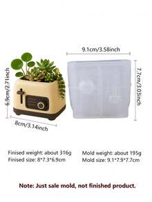 Vintage Mini Fridge Toaster Flower Pot Silicone Mold, DIY Cement Gypsum Aromatherapy Candle Container Mold, Soft Silicone, Easy Release, Suitable For Casting Cement, Gypsum, Aromatherapy Wax, Create Creative Succulent Mini Flower Pots, Desktop Decor, Aromatherapy Containers - Silicone Mold - View 5
