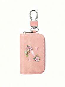 Pink Zipper Key Pouch With Fairy, Flower And Letter, Matte Leather, Functional Key Pouch Suitable For Car, Home And Office - Perfect For Graduation, Teacher's Day - Neutral Design, Travel Accessory, Elegant Jewelry, Premium Craftsmanship, Professional Accessory, Perfect Gift For Classmates And Friends, Realistic, Mini, Minimalist Style, Perfect Wedding And Holiday Gift Or Accessory For Women's Handbag, Keychain, Valentine's Day Gift, Ideal Choice For Graduation Ceremony And Teacher's Day - Multicolor - View 15