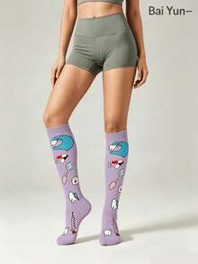 Unisex 1/3 Pairs Holiday Print Over‑The‑Knee Compression Socks, Halloween Christmas New Year Pressure Socks For Sports Fitness, Random Color - Multicolor - View 5