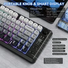 Free Wolf M75 Wireless Gaming Keyboard, RGB Backlit Rechargeable 2000mAh Battery, Compact Membrane With Mechanical Feel Keyboard With Smart Display And Knob, PBT Gradient Keycaps Compatible With PC And - View 5