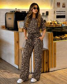 Women Two-Piece Outfits - Animal Print - View 1