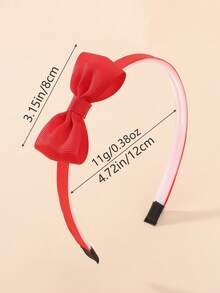 bilicaca 1pc Girls Red Ribbed Bow Headband, Sweet Princess Headband, Non-Tight Children's Hair Accessory For Daily Wear And Party - Red - View 6