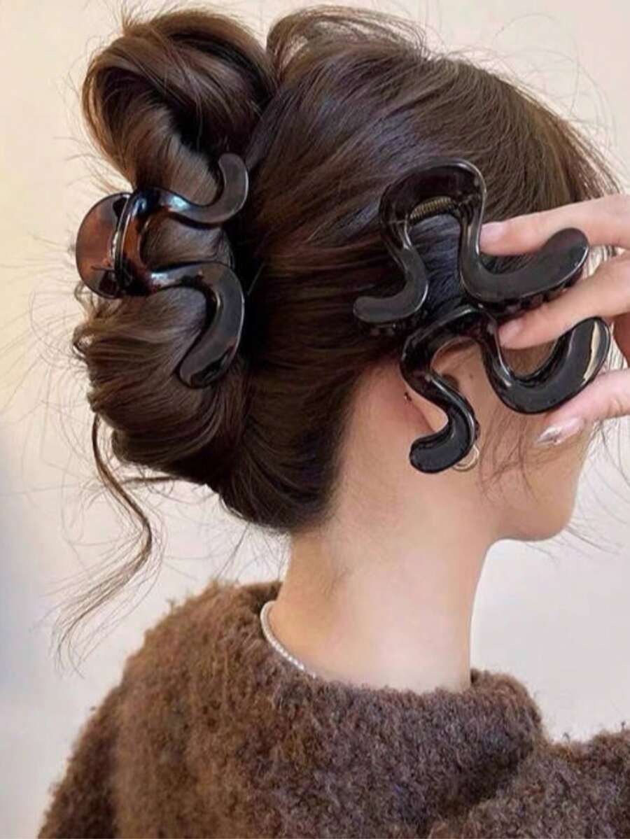 1pc/2pcs New Large Size 8cm Hair Claw Clip, Hair Claw For Long Hair Back Of Head - Multicolor - View 1