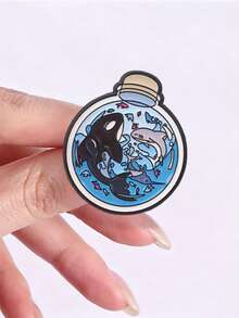 Ocean Shark Orca Whale Enamel Pin Set Skateboard Bottle Cartoon Marine Animal Lapel Badge For Backpack Jacket Decor - Multicolor - View 7