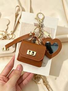 Mini Pu Keychain Bag Charm,Candy Color Decor Earphone Coin Purse With Wrist Strap,Portable Earphone Holder Wallet Key Ring For Bag Accessories Gift - Multicolor - View 6