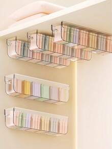2/1pc Drawer-Style Sock Organizer, High-Quality Closet Divider Storage Box, Wall-Mounted Adhesive Design, No-Drill Installation, Space-Saving For Wardrobe, Suitable For Socks, Underwear, Scarves, Belts And Other Small Items, Ideal For Homes With Limited Closet Space, Transparent Multi-Compartment Design, Perfect Gift, Drawer-Style Storage,Travel Essential,Room Decor - Clear - View 6