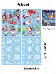 Christmas Window Stickers - Featuring Snowflake And Christmas Gnome Patterns, Made Of PVC Electrostatic Adsorption Material, Double-Sided Visible Design; Patterns Include Reindeer, Christmas Tree, Snowflake And Holiday Decorations; Suitable For Home And Kitchen Decor, No Power Required, Ideal Choice For Party Decorations. - Multi-color - View 10