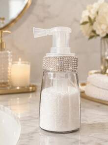 Rhinestone-Decorated Powder Spray Bottle (Suitable For Various Powders, Including Volumizing Powder); Refillable, Transparent, Push-Style Design; Ideal For Home Use And Hair Salons; Perfect For Occasions Like Christmas And Halloween. - Multicolor - View 3