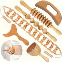 6pcs Wooden Massage Tool Set, Wooden Massage Tools, Manual Facial Massager Kit With Wooden Roller, Pointed Head, Bead And Textured Head, Suitable For Full Body Relaxation And Health, Body Massage Tools - Home Holiday Gift, Halloween, Christmas Gift - View 2