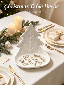 2pcs/1pc Christmas Tree Shaped Plastic Jewelry Tray, Embossed Decorative Trinket Dish, Festive Desktop Ornament For Rings Earrings Necklaces Hair Clips Keys, Vanity Bathroom Entryway Storage, Ideal Holiday Gift - Multicolor - View 10