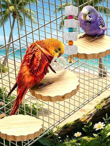 Mainan Kunyah Batu Penggiling Kalsium, Cocok untuk Burung Beo, Hamster, Guinea Pig, Kucing dan Kelinci, Mainan Kunyah Burung, Manik-manik Warna Campuran Acak, Aksesori Sangkar Burung - A+B - View 3