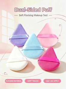 5pcs Loose Powder Puff Set, Cushion Sponge Puff, Triangle Puff, Ultra Soft Crystal Velvet Set, Skin-Friendly Soft Loose Powder Puff, Makeup Sponge, Makeup Tools, Travel Essential, High Cost-Performance - Multicolor - View 2