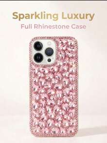 17 Pro Max Phone Case Phone Accessories Summer Luxury Rhinestone Inlaid Phone Case, Compatible With 15, 14, 13, 12 - Pink - View 17