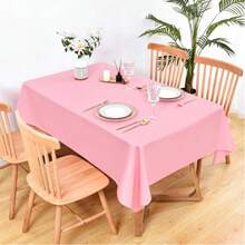 1/5 Packs Pink Plastic Disposable Tablecloths, 137x183cm Light Pink Disposable Rectangular Tablecloths, For Parties, Birthdays, Weddings, Picnics, Home Kitchen Dining Party Table Decorations - C-pink - View 3