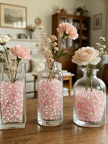 1640pcs Pink Vase Filler Beads, 4mm/8mm Mixed Floating Beads And Acrylic Rhinestones, Suitable For Wedding Centerpiece Decoration, Home Tabletop Decor, Floral Arrangement, Party Supplies - Multicolor - View 1