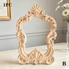 1pc Creative European Style Unpainted Wooden Carved Photo Frame Mirror Frame Home Decor, Unpainted Wood Material, Woodworking Supplies, Scrollwork, Suitable For Wedding Decoration - Home Decor - Holiday Gift - Multicolor - View 14