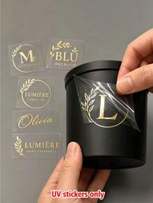 Custom UV Transfer Stickers, Personalized Gold Foil 3D Decals, Custom Logo Name Text Stickers, Waterproof Removable Labels, Suitable For Gift Boxes, Packaging, Cups, Bottles, Wedding DIY And Commercial Brand Promotion - Multicolor - View 8