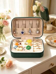 1pc Large Capacity Jewelry Box, Jewelry Storage Box, Multi-Functional Jewelry Display Box, Portable Travel Jewelry Box, Travel Essential, Perfect Gift For Women - Multicolor - View 10