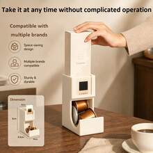 Coffee Pod Storage, Suitable For Multiple Brands, With Label Slot Into Which Classification Can Be Put, Space-Saving Capsule Dispenser, Coffee Bar Essential, Coffee Pod Holder, Modern Coffee Storage Product Countertop Decor, Coffee Storage Organizer, Coffee Station Essential, Tea Coffee Sugar Canister - White - View 3