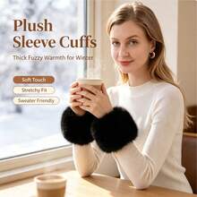 1 Pair Plush Cuff Wrist Warmers, Fashion Clothing Accessory - Multicolor - View 5