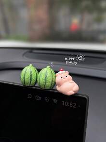 2pcs/3pcs Cozy Pig Car Dashboard Ornament, Car Interior Center Console Display Screen Window Side Rearview Mirror Decoration, Car Interior Decor - A - View 1